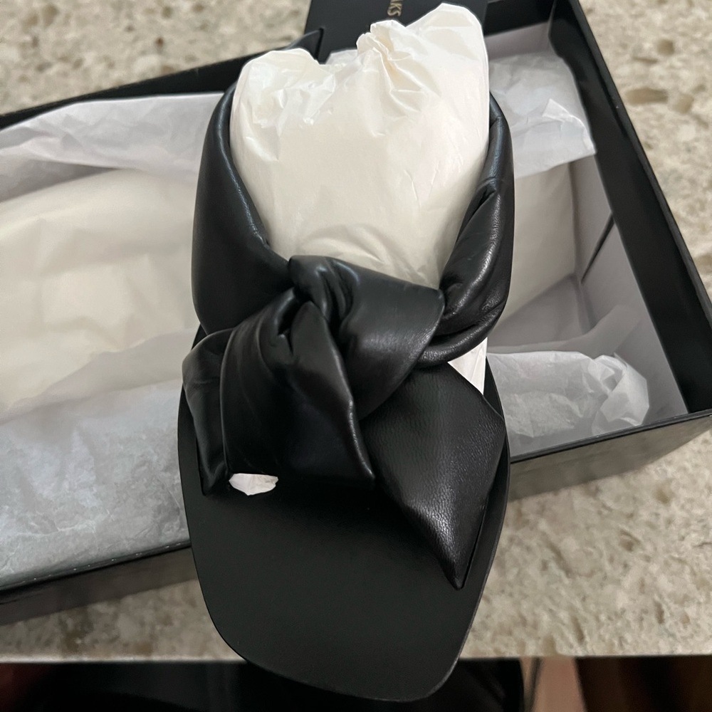 Saks Fifth Avenue Black Leather Sandals